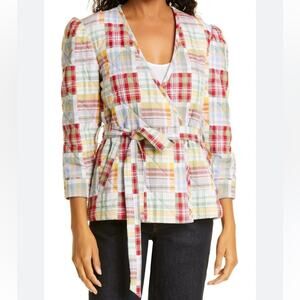 Cinq a Sept Quilted Patchwork Wrap Jacket Size L New Retails: $358